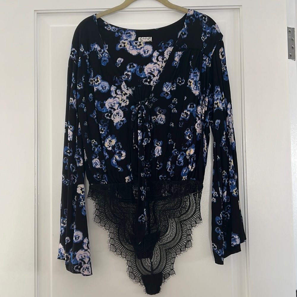 Free People Heat Wave Long Sleeve Floral Bodysuit
